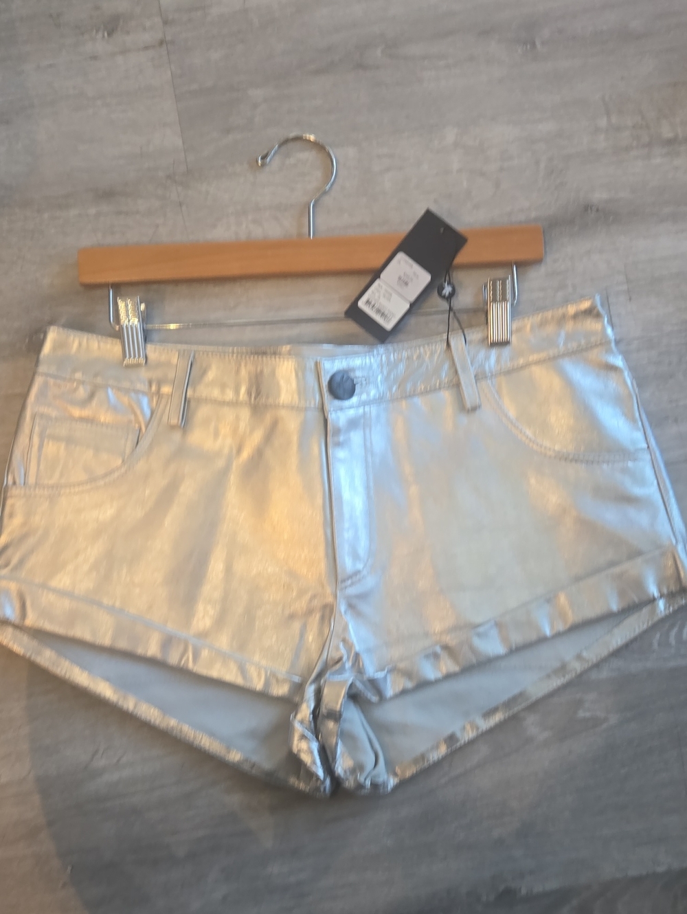 One Teaspoon Metallic Silver Bandits Women’s Denim Shorts